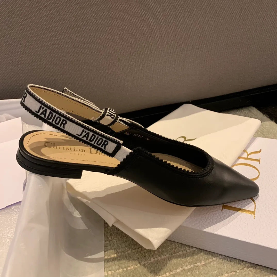 Dior Women's J'Adior Slingback Heels Black Calfskin Leather 340516
