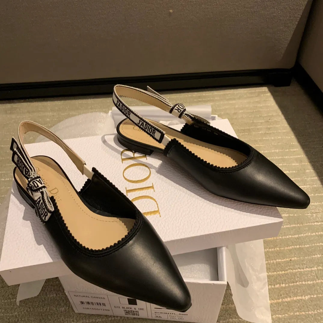 Dior Women's J'Adior Slingback Heels Black Calfskin Leather 340516