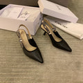 Dior Women's J'Adior Slingback Heels Black Calfskin Leather 340518