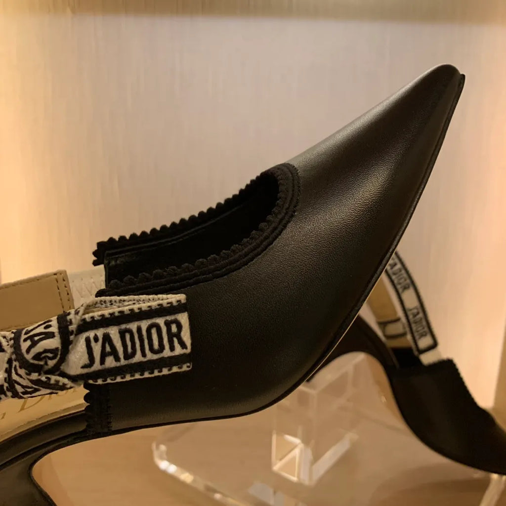 Dior Women's J'Adior Slingback Heels Black Calfskin Leather 340518