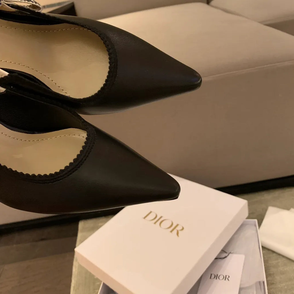 Dior Women's J'Adior Slingback Heels Black Calfskin Leather 340518
