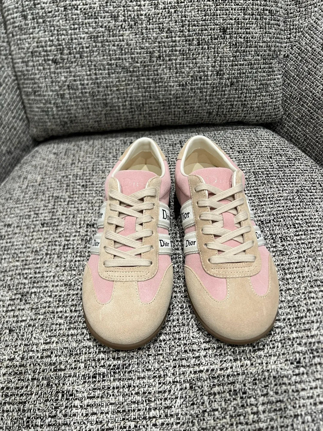 Dior Women's Ribbon Embroidered Suede German Training Shoes