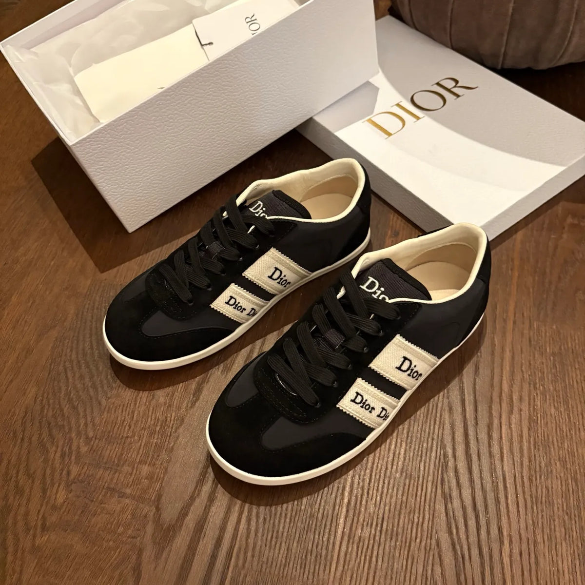 Dior Women's Ribbon Sneakers Technical Fabric Suede Leather 339069