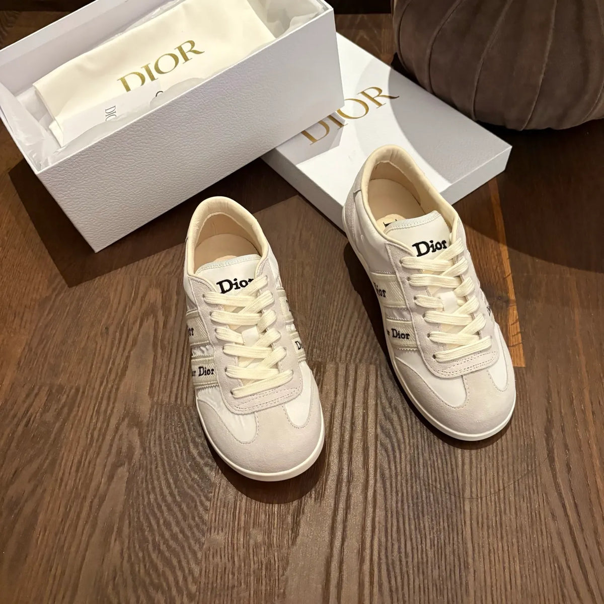 Dior Women's Ribbon Sneakers Technical Fabric Suede Leather 340435