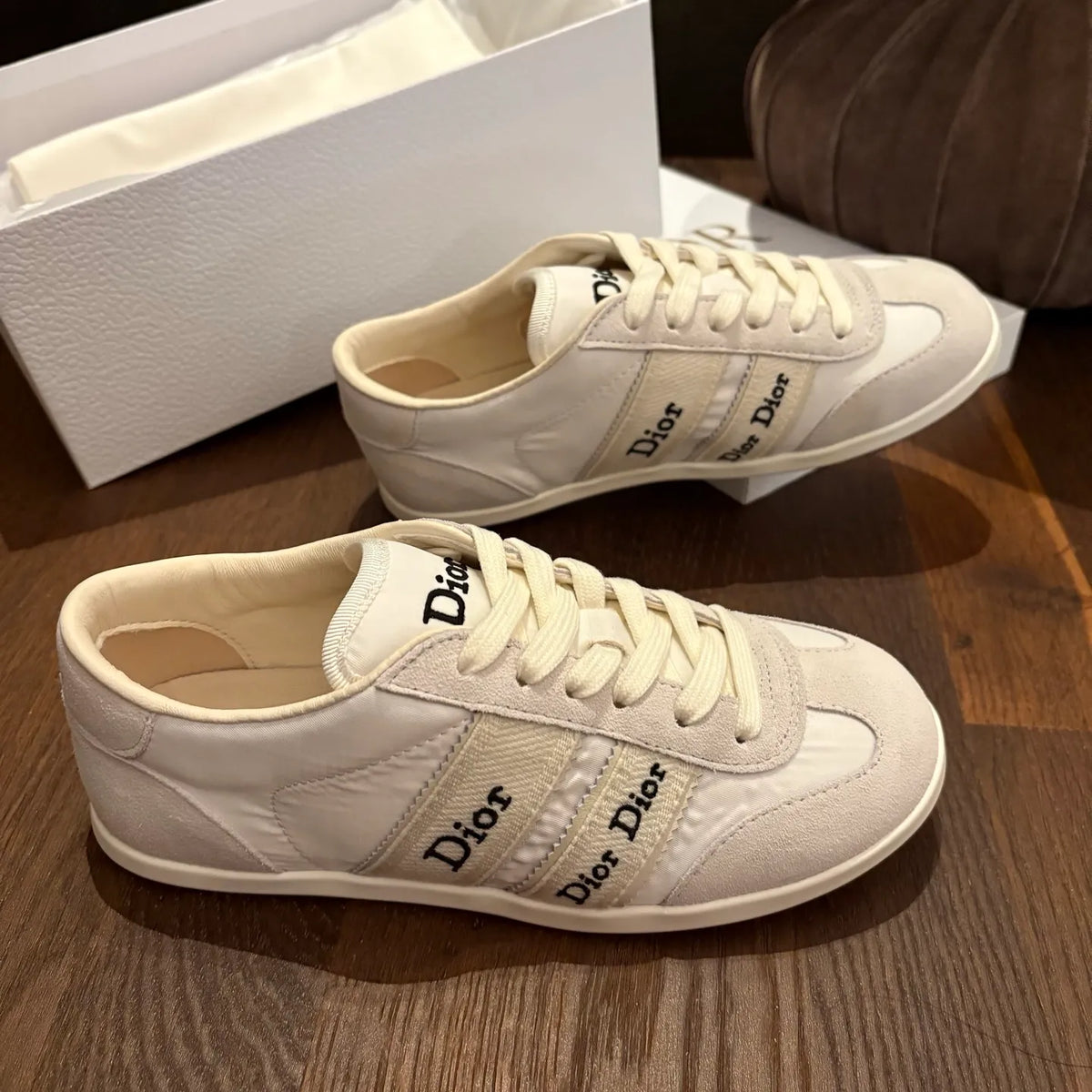 Dior Women's Ribbon Sneakers Technical Fabric Suede Leather 340435