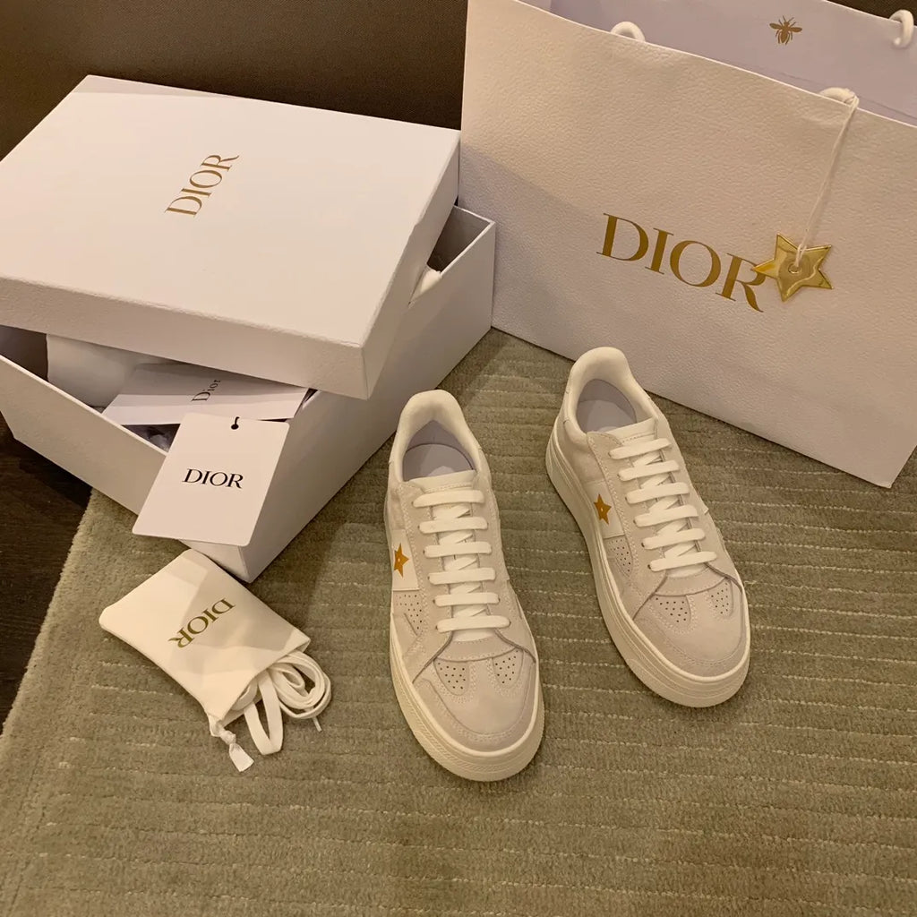 Dior Women's Stdr 24 Platform Sneakers Beige Suede Leather 340470