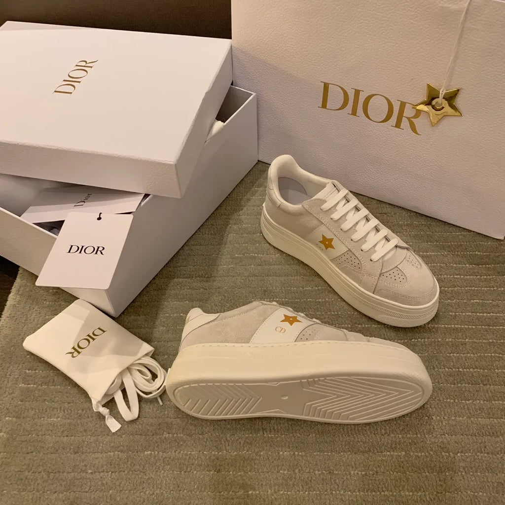 Dior Women's Stdr 24 Platform Sneakers Beige Suede Leather 340470