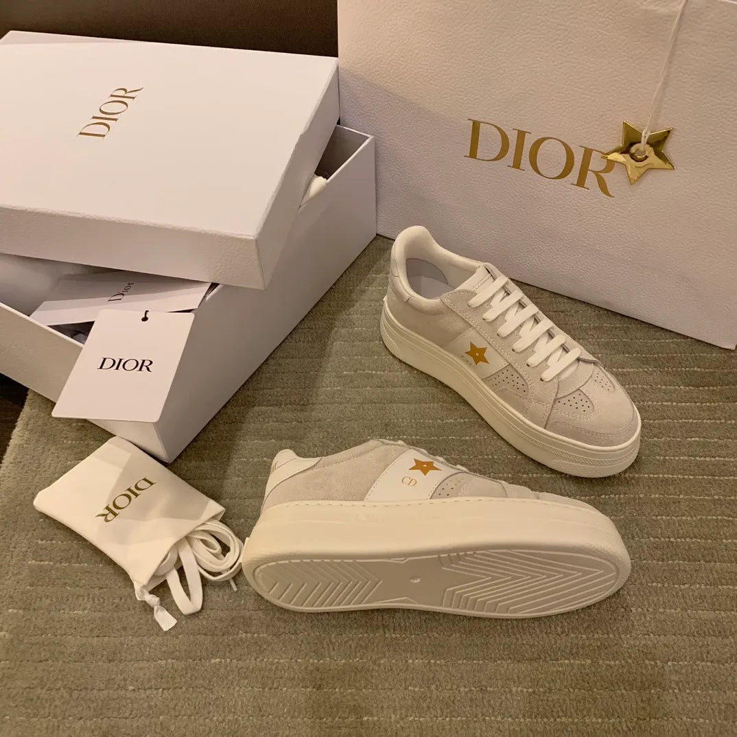 Dior Women's Stdr 24 Platform Sneakers Beige Suede Leather 340470