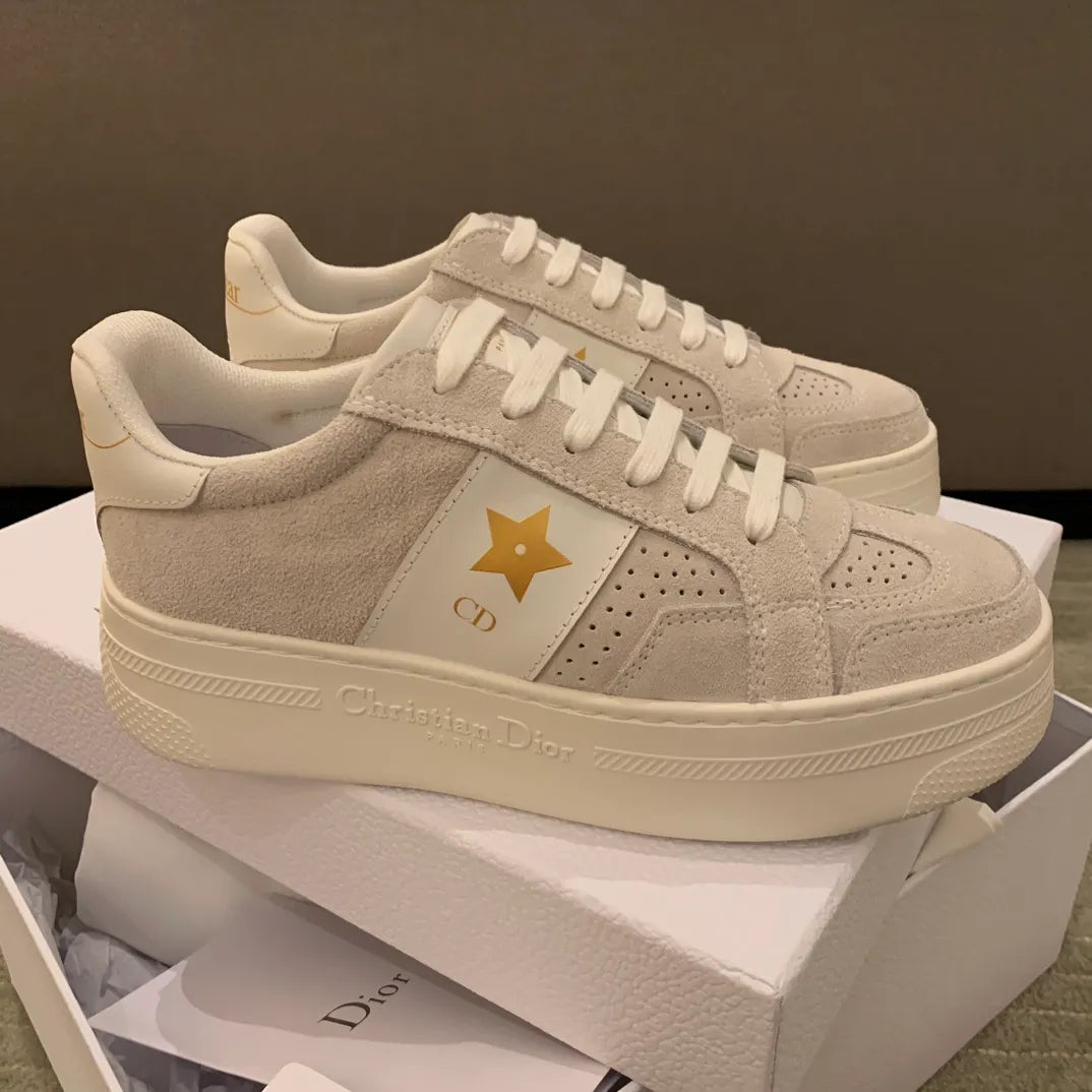 Dior Women's Stdr 24 Platform Sneakers Beige Suede Leather 340470
