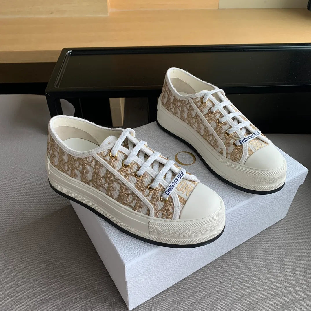 Dior Women's Walk'n'Dior Platform Sneakers Embroidered Canvas 340443