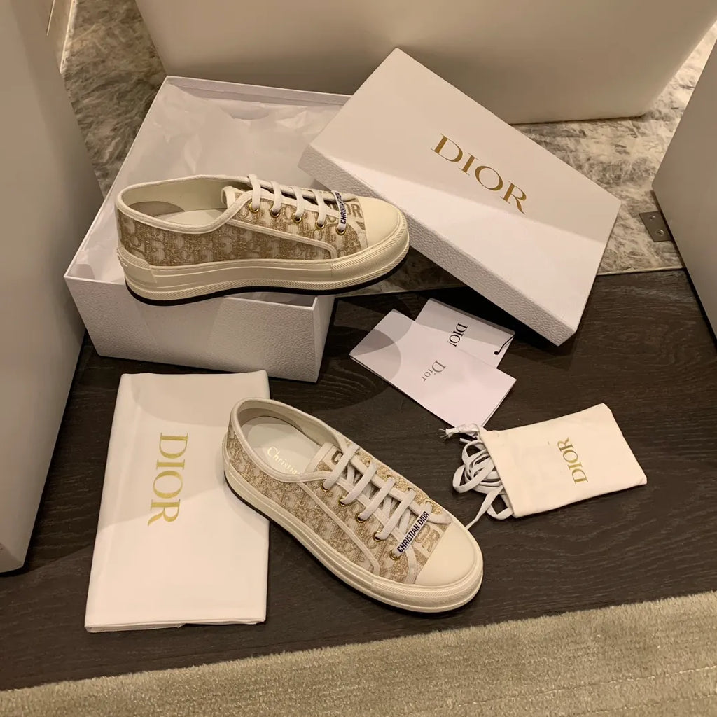 Dior Women's Walk'n'Dior Platform Sneakers Embroidered Canvas 340443