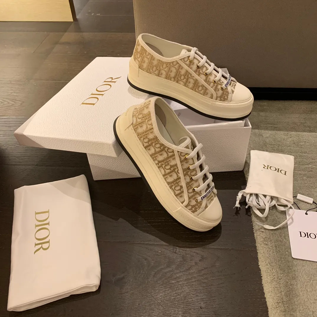 Dior Women's Walk'n'Dior Platform Sneakers Embroidered Canvas 340443
