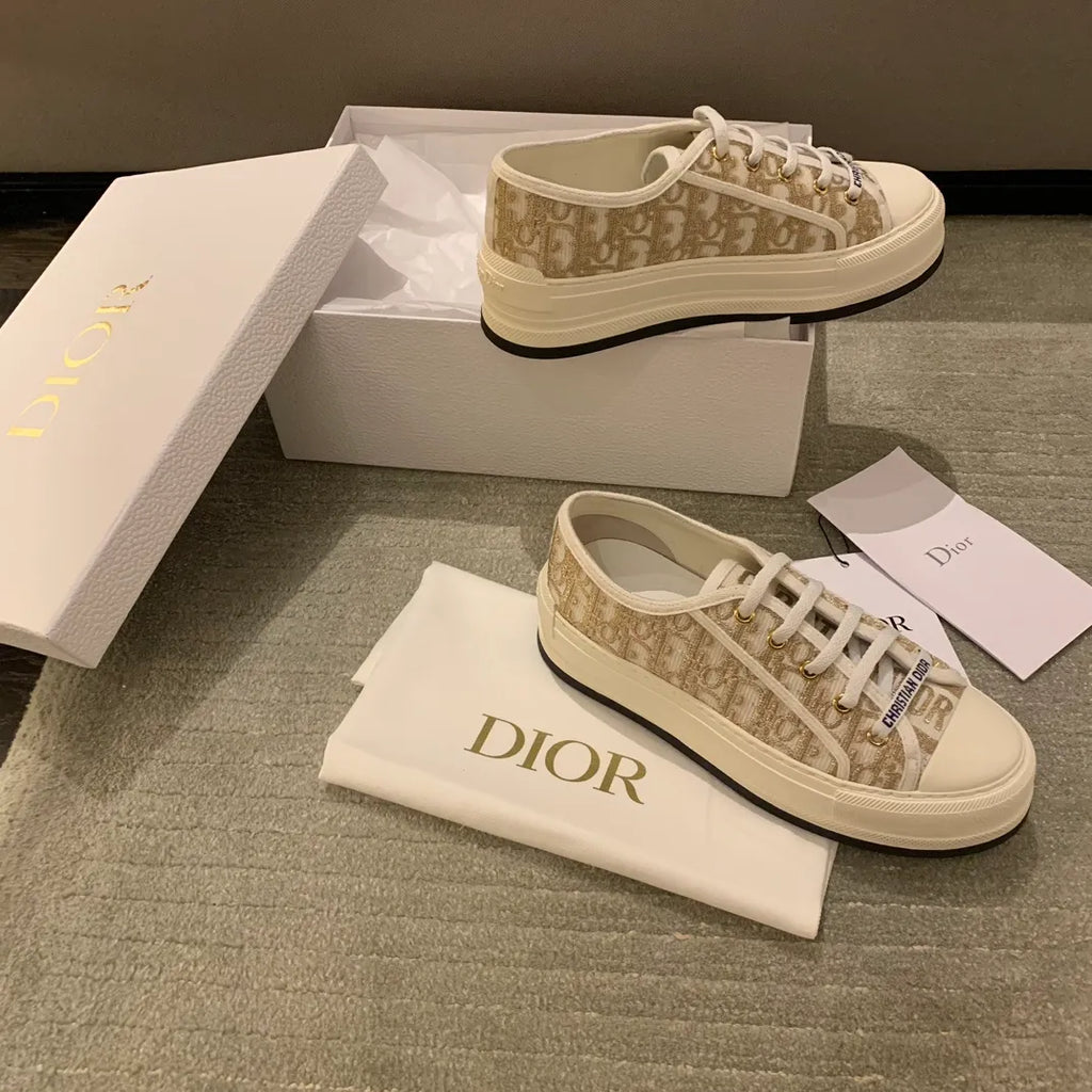 Dior Women's Walk'n'Dior Platform Sneakers Embroidered Canvas 340443