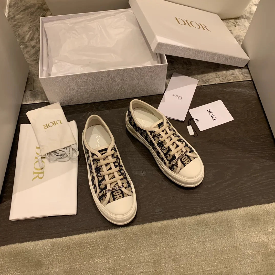 Dior Women's Walk'n'Dior Platform Sneakers Embroidered Canvas 340450