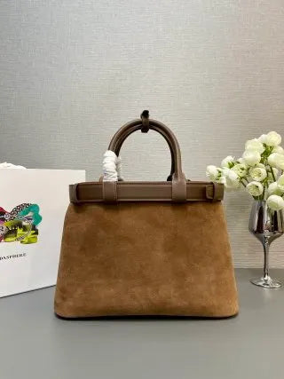Double Bag Medium Tote Handbag Deerskin Leather 1BA417
