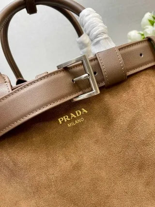 Double Bag Medium Tote Handbag Deerskin Leather 1BA417