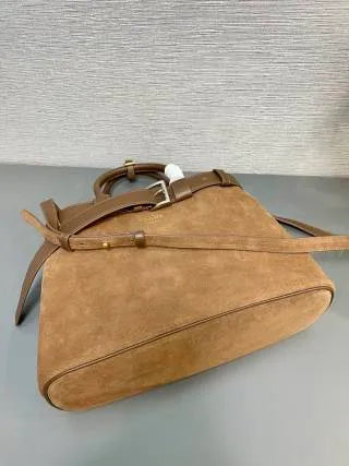 Double Bag Medium Tote Handbag Deerskin Leather 1BA417