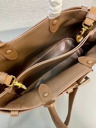 Double Bag Medium Tote Handbag Deerskin Leather 1BA417