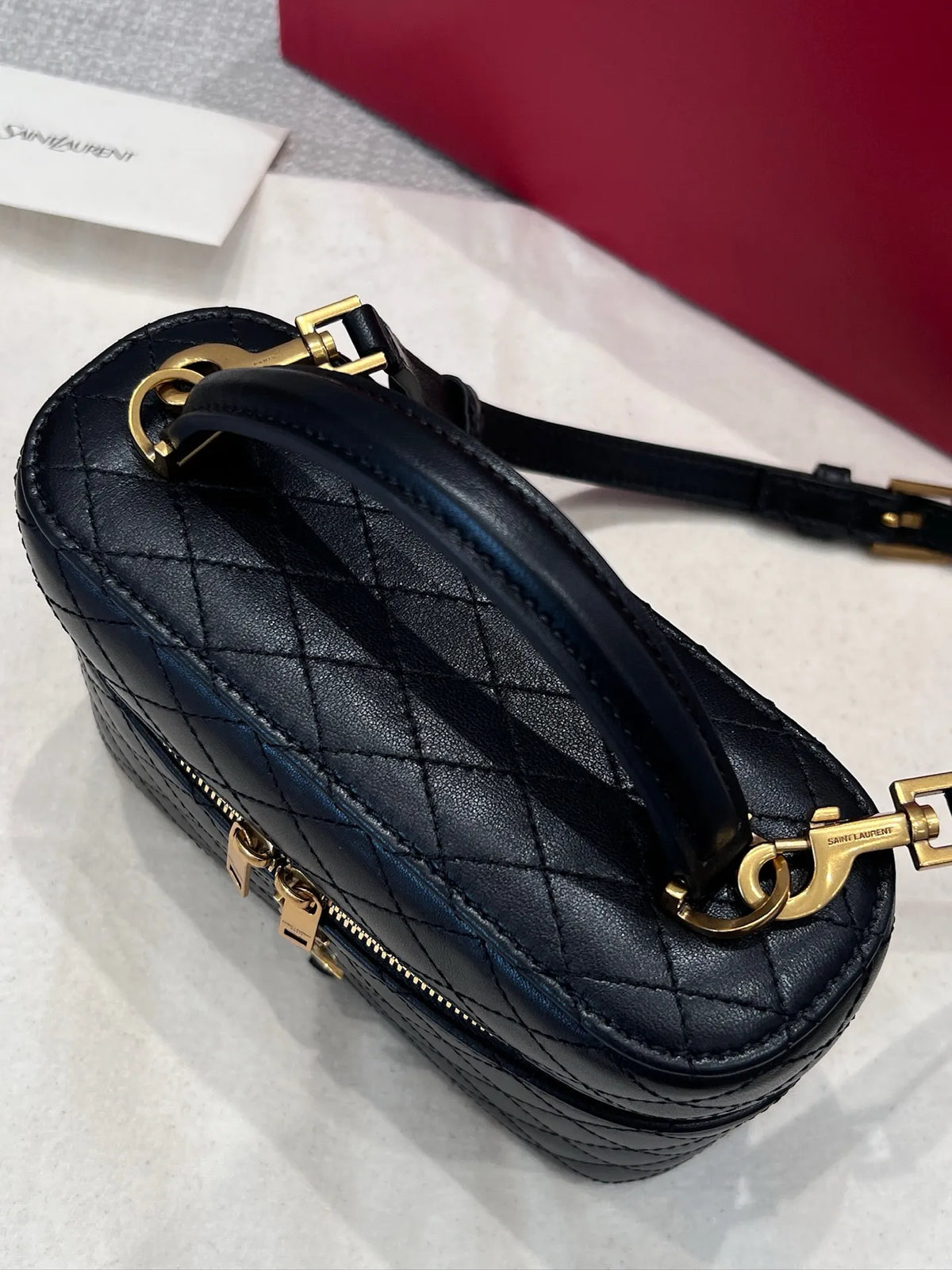 GABY Vanity Lambskin Shoulder Strap Clutch Bag Black