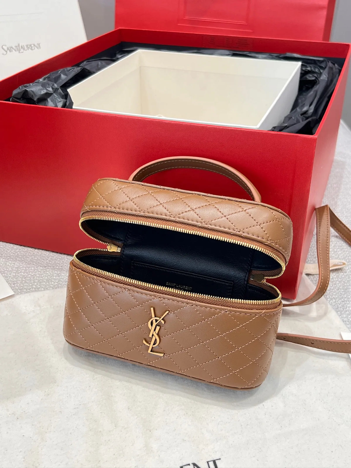 GABY Vanity Lambskin Shoulder Strap Clutch Bag Fox Color 112563