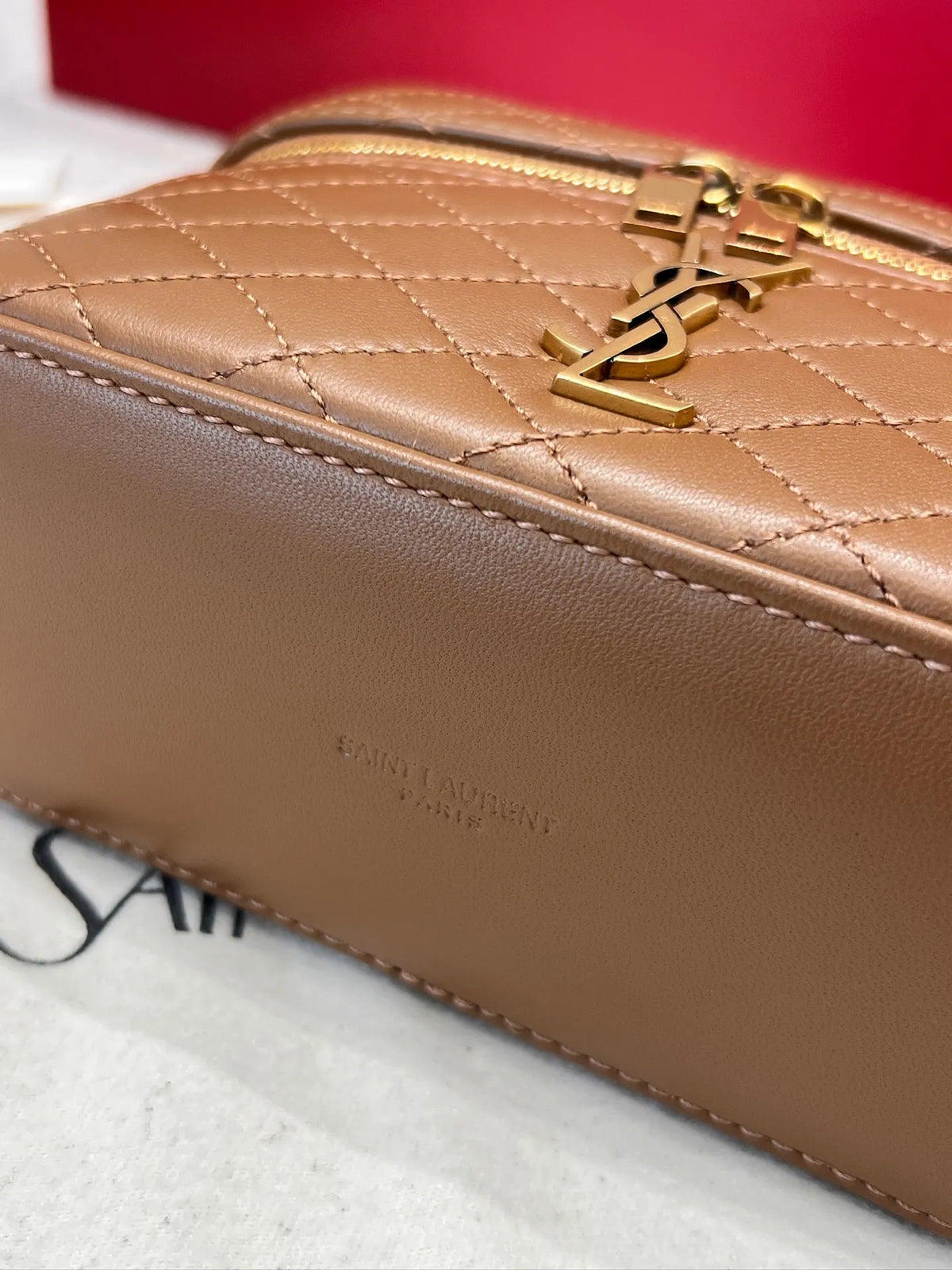 GABY Vanity Lambskin Shoulder Strap Clutch Bag Fox Color 112563