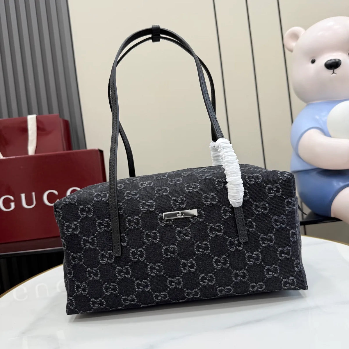 Generation GG Denim Leather 11.4 in Handbag 875228