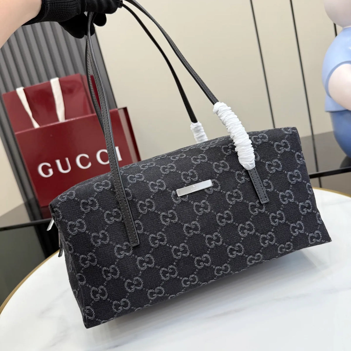 Generation GG Denim Leather 11.4 in Handbag 875228