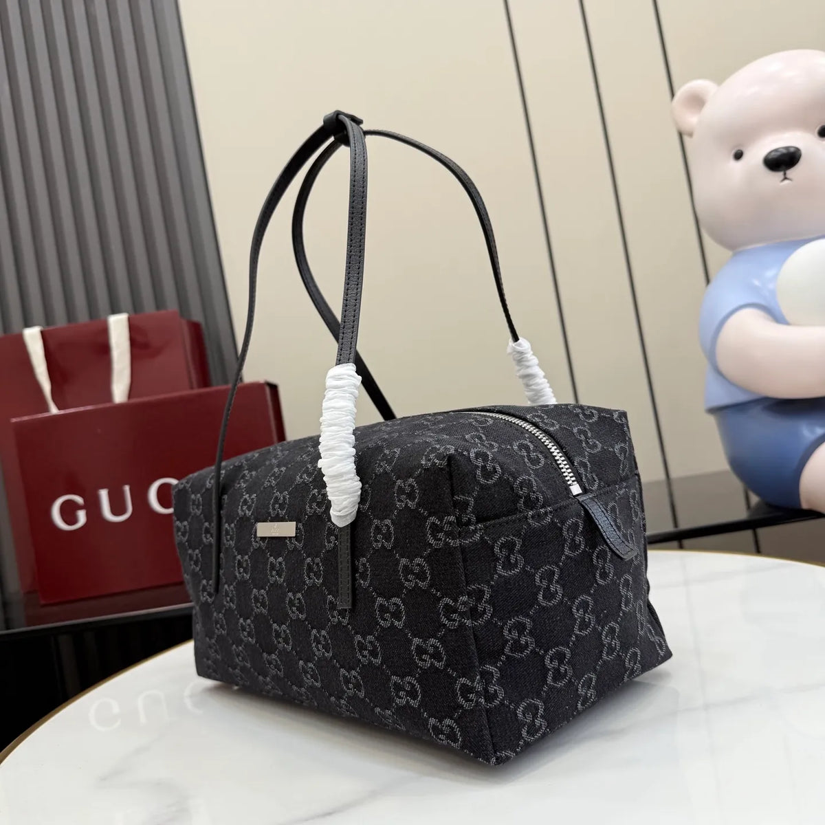 Generation GG Denim Leather 11.4 in Handbag 875228
