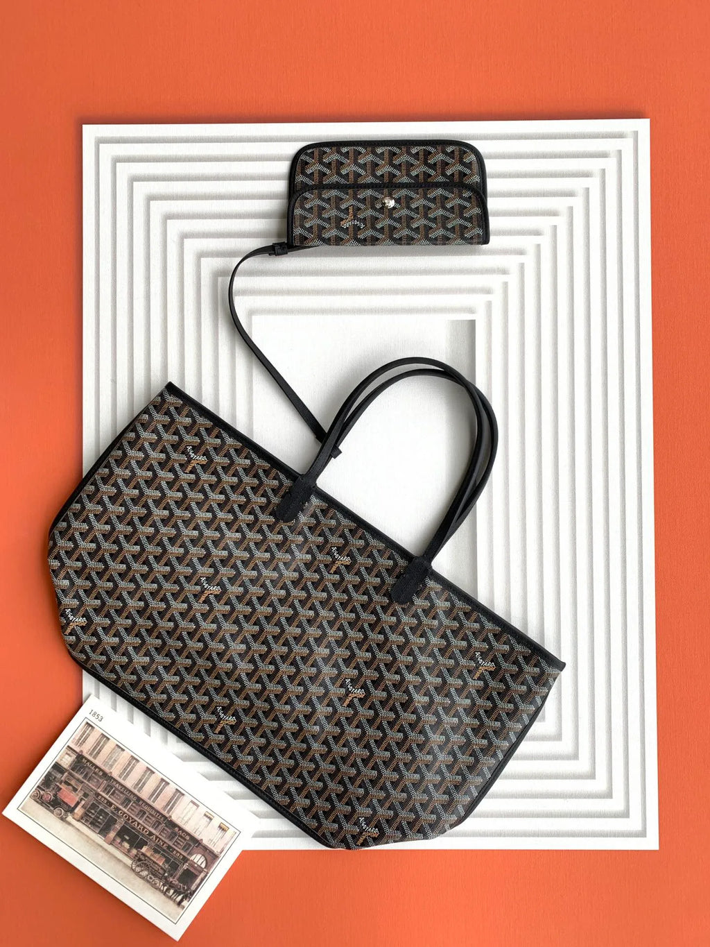 Goyard Anjou Small Tote Bag Leather Coated Canvas 8017