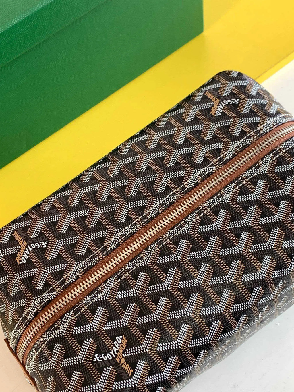 Goyard Boeing 25 Toiletry Pouch Clutch Bag Coated Canvas 236646