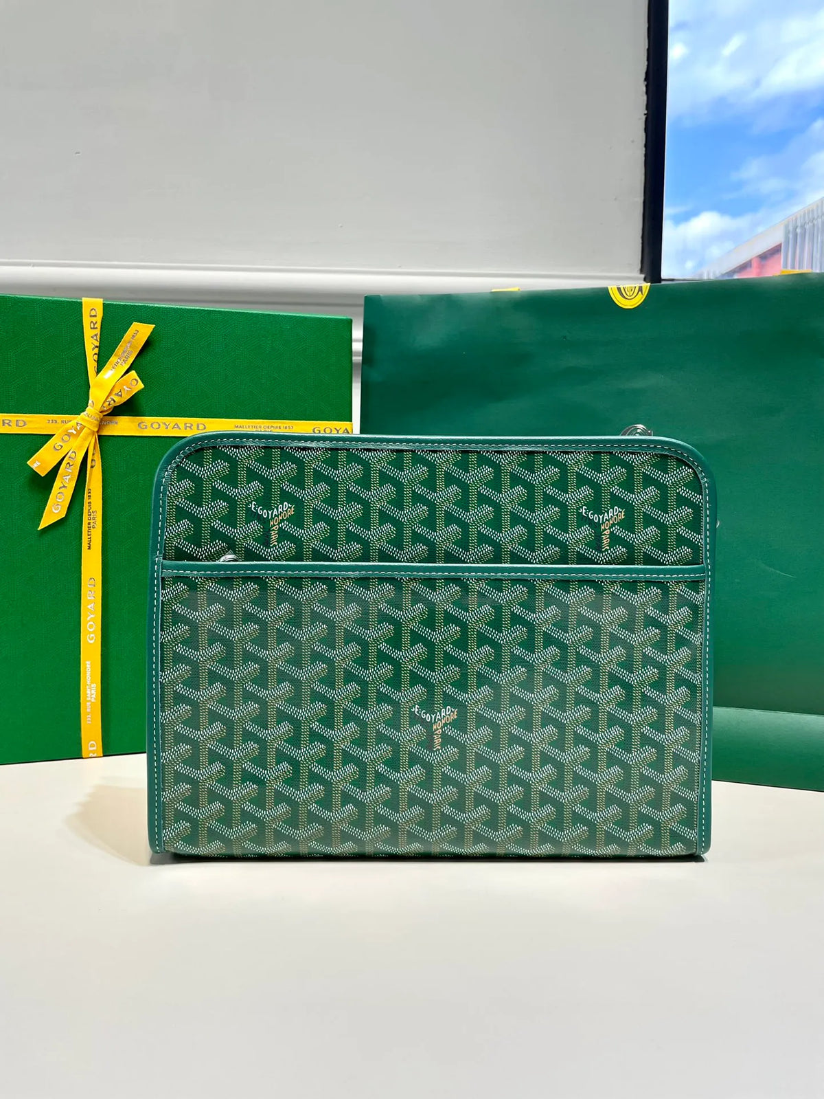 Goyard Jouvence GM Clutch Bag Coated Canvas Leather 8051