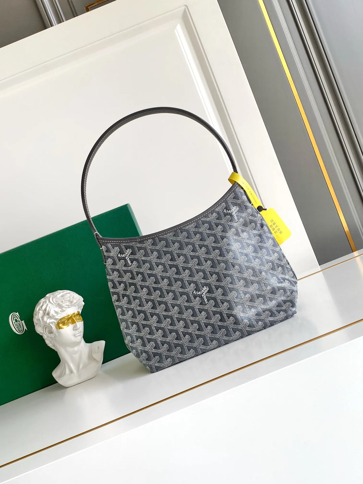 Goyard Mini Hobo Bag Coated Canvas Leather
