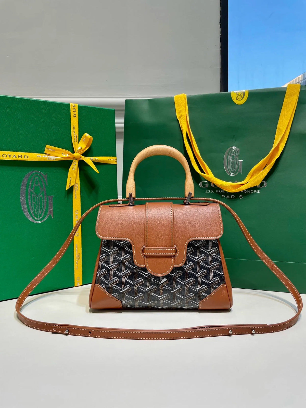 Goyard Saigon Mini Handbag Coated Canvas Leather 8005