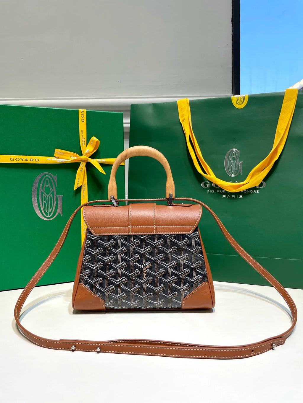 Goyard Saigon Mini Handbag Coated Canvas Leather 8005