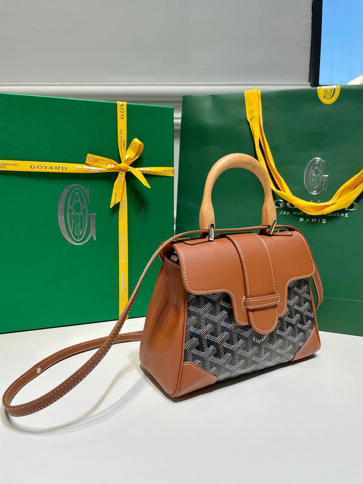 Goyard Saigon Mini Handbag Coated Canvas Leather 8005