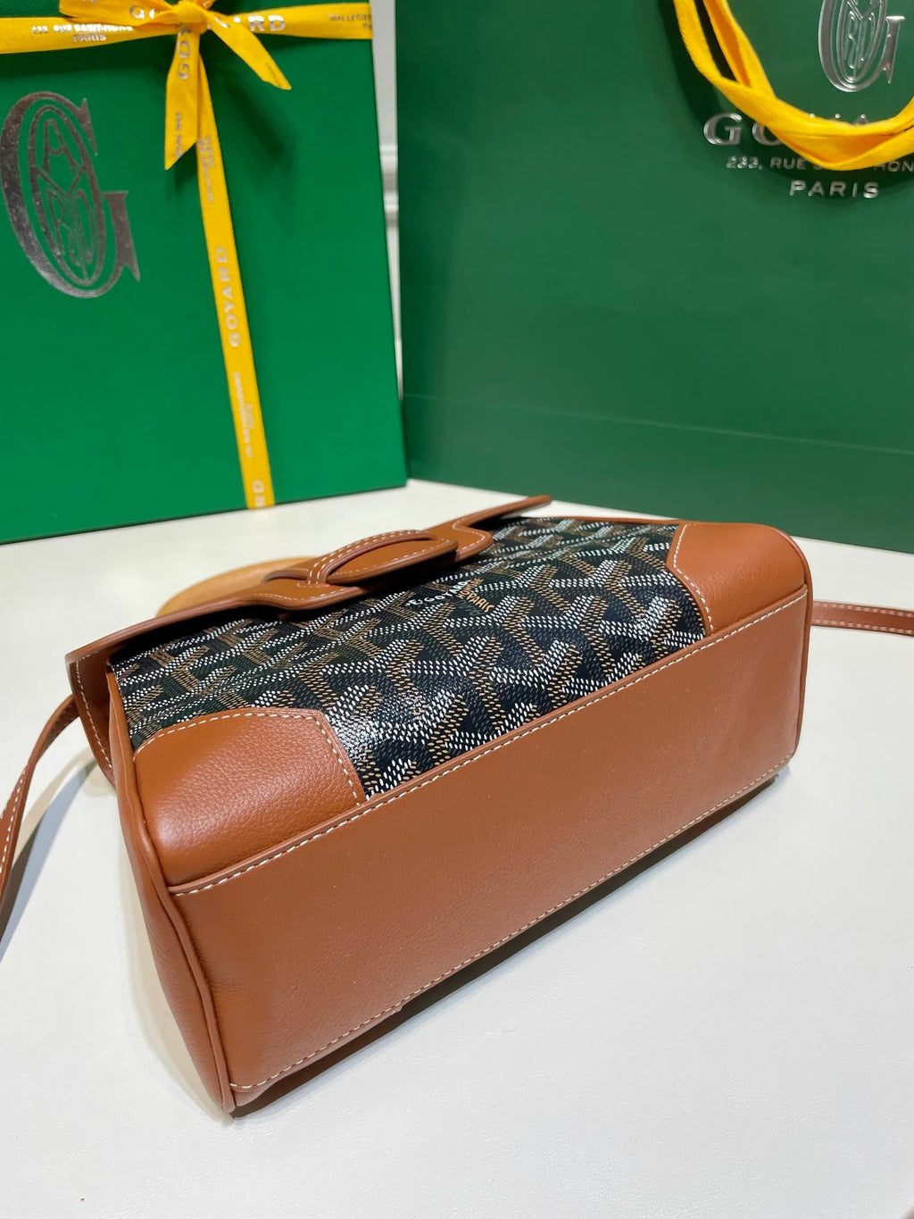 Goyard Saigon Mini Handbag Coated Canvas Leather 8005