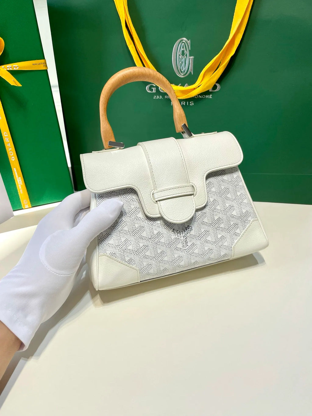 Goyard Saigon Mini Handbag Coated Canvas Leather 8005