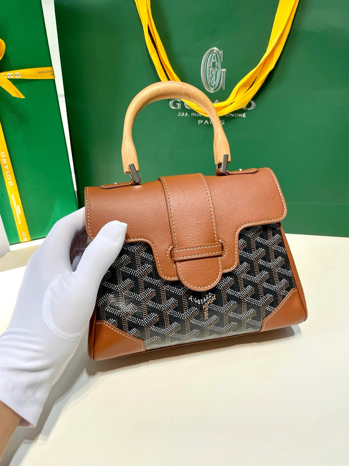 Goyard Saigon Mini Handbag Coated Canvas Leather 8005