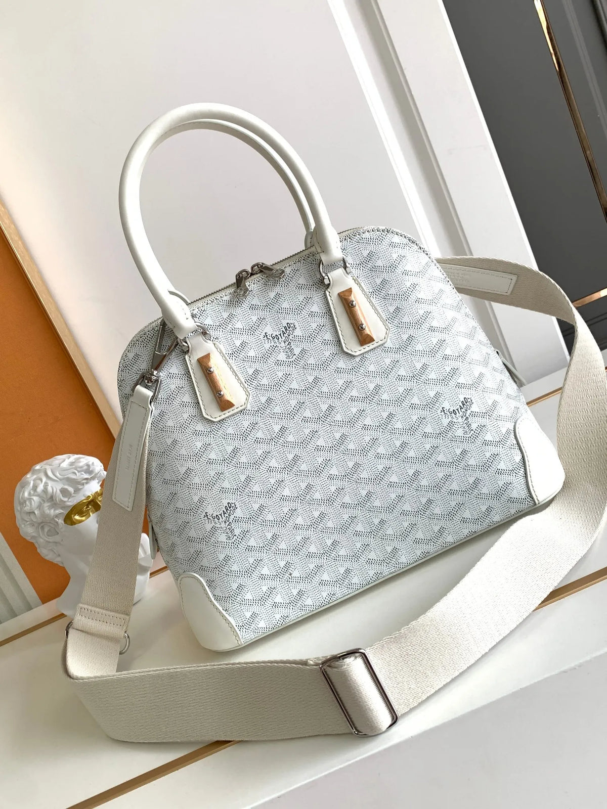 Goyard Vendome Shell Bag Coated Canvas Leather 8820