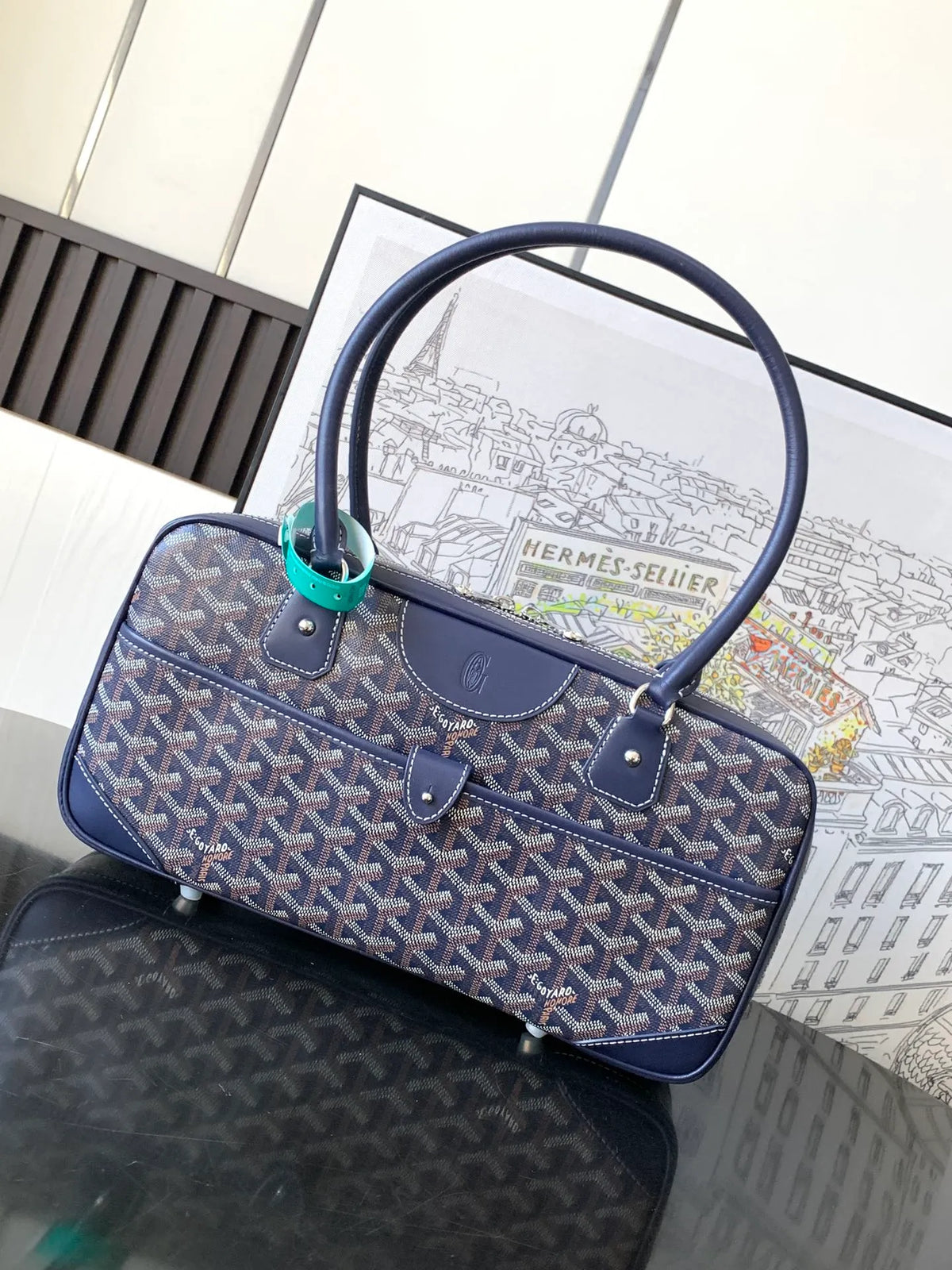Goyard Vintage Baguette Bag Coated Canvas Leather 8035