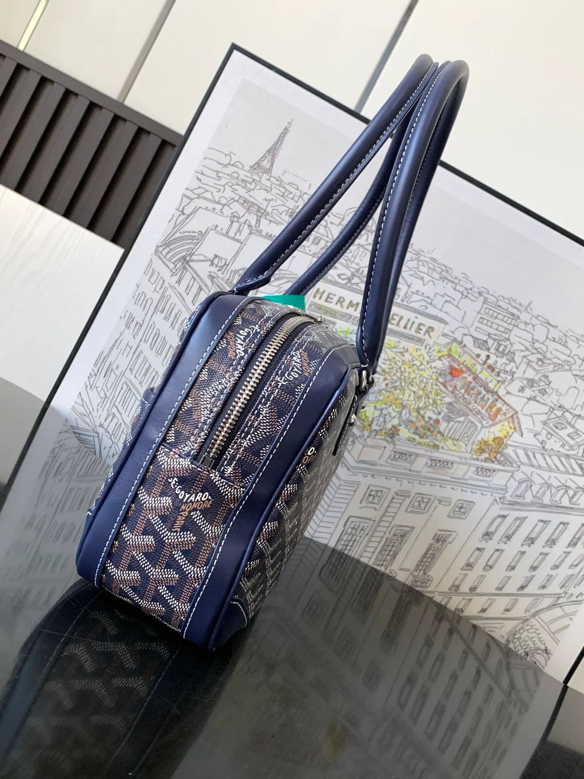 Goyard Vintage Baguette Bag Coated Canvas Leather 8035