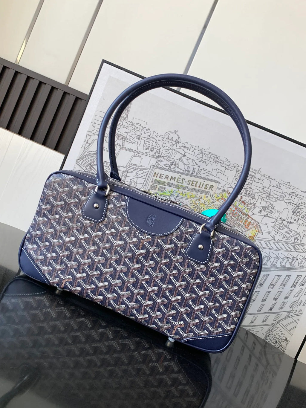 Goyard Vintage Baguette Bag Coated Canvas Leather 8035