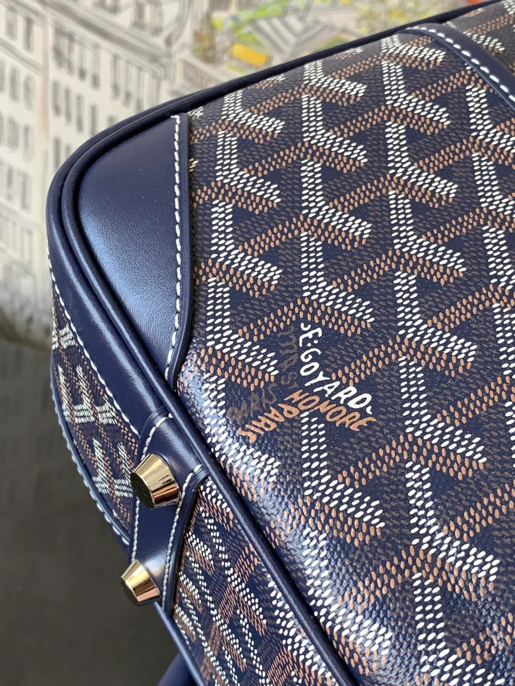 Goyard Vintage Baguette Bag Coated Canvas Leather 8035