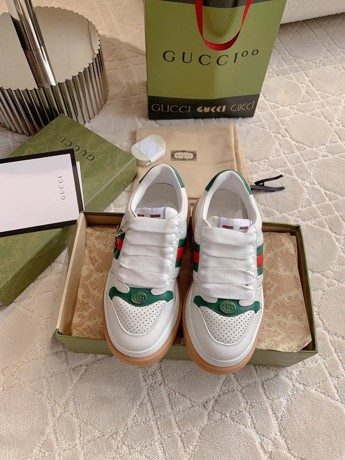 Gucci Couple Style Thick-Soled Leather Shoes Cowhide Leather 323353