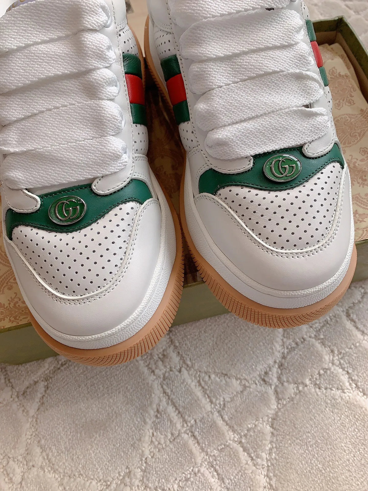 Gucci Couple Style Thick-Soled Leather Shoes Cowhide Leather 323353