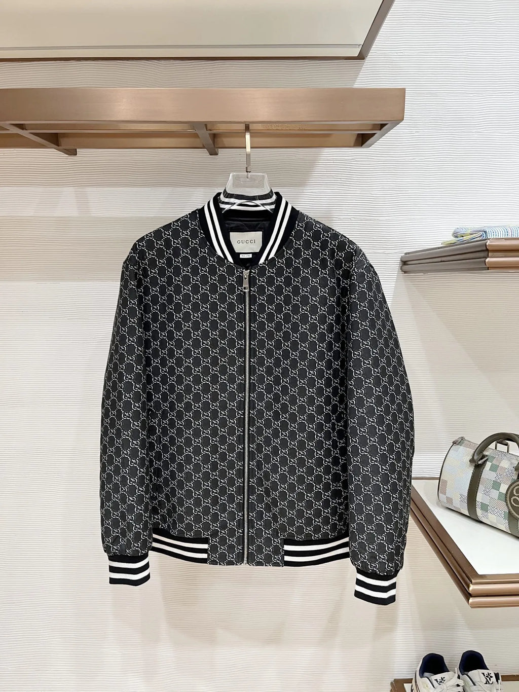 Gucci Men's All-Over Monogram Baseball Jacket