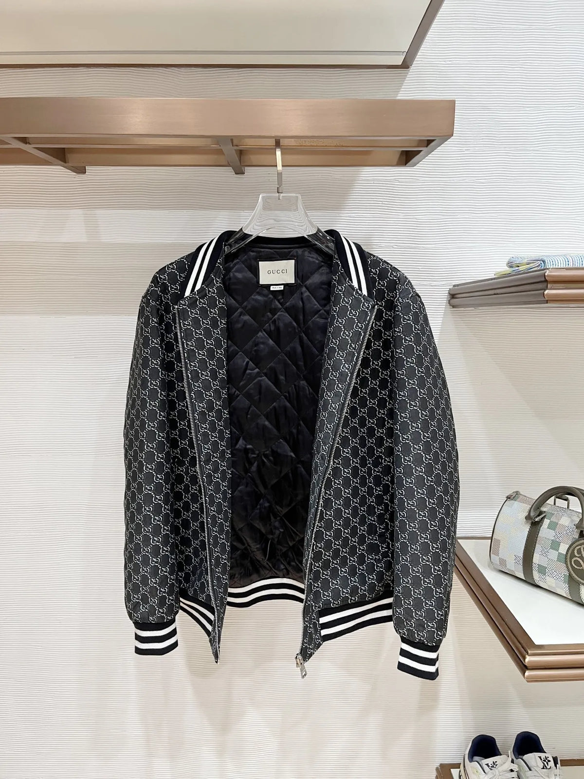 Gucci Men's All-Over Monogram Baseball Jacket