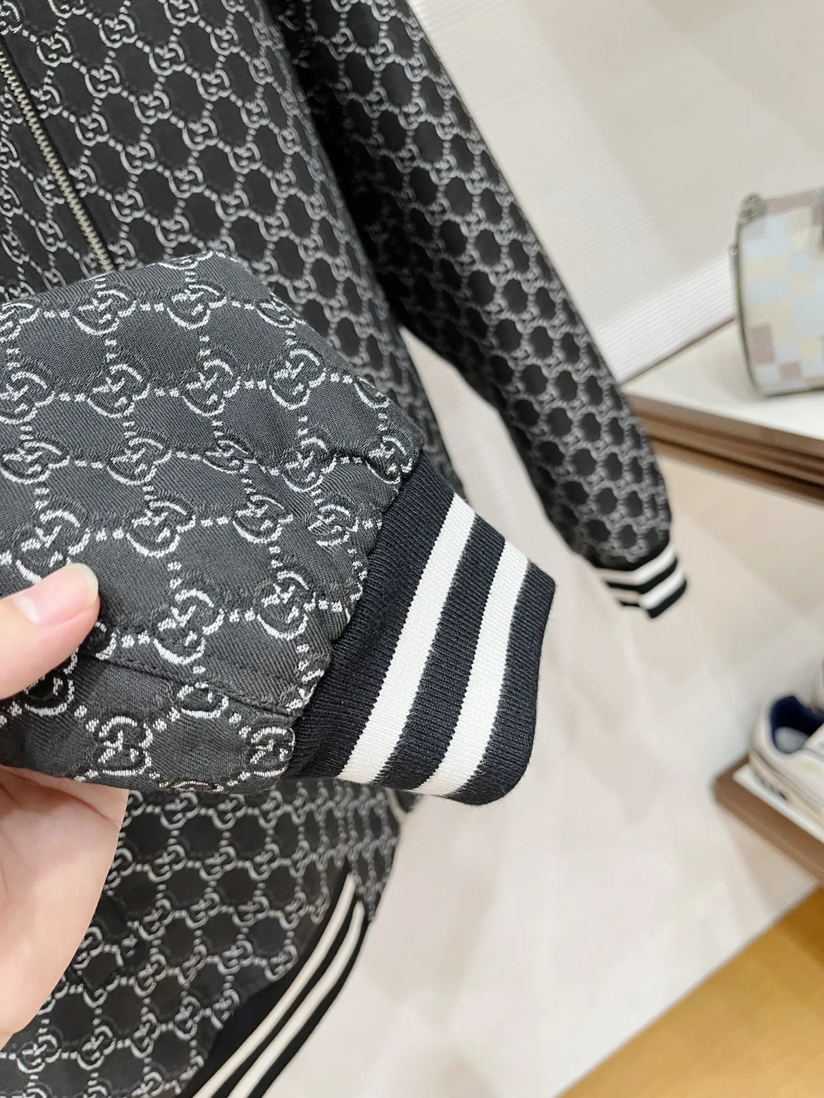 Gucci Men's All-Over Monogram Baseball Jacket