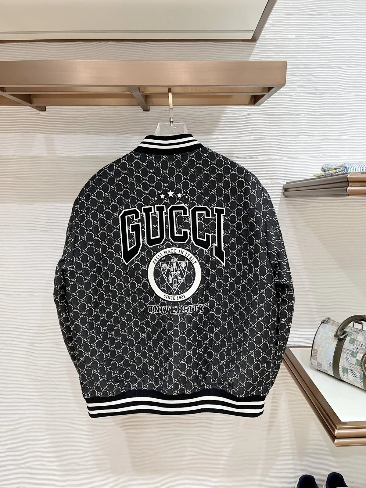 Gucci Men's All-Over Monogram Baseball Jacket