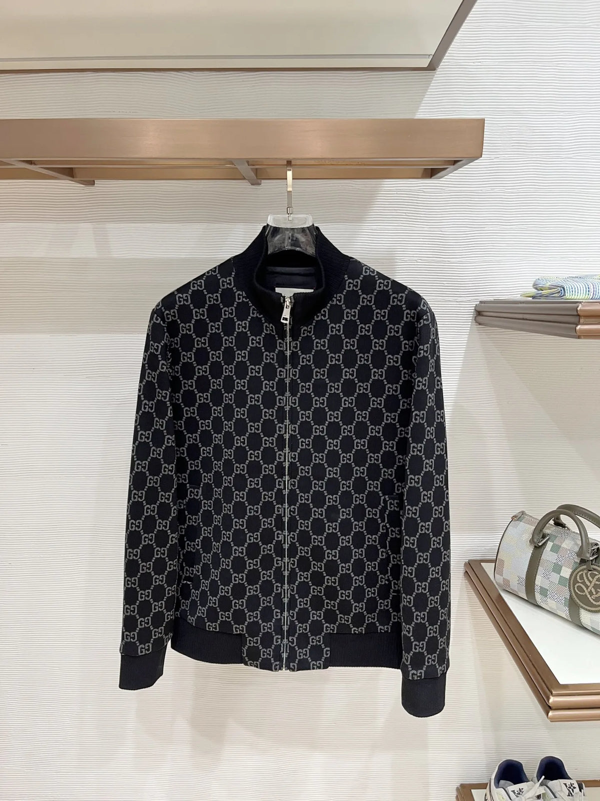 Gucci Men's GG Jacquard Baseball Jacket